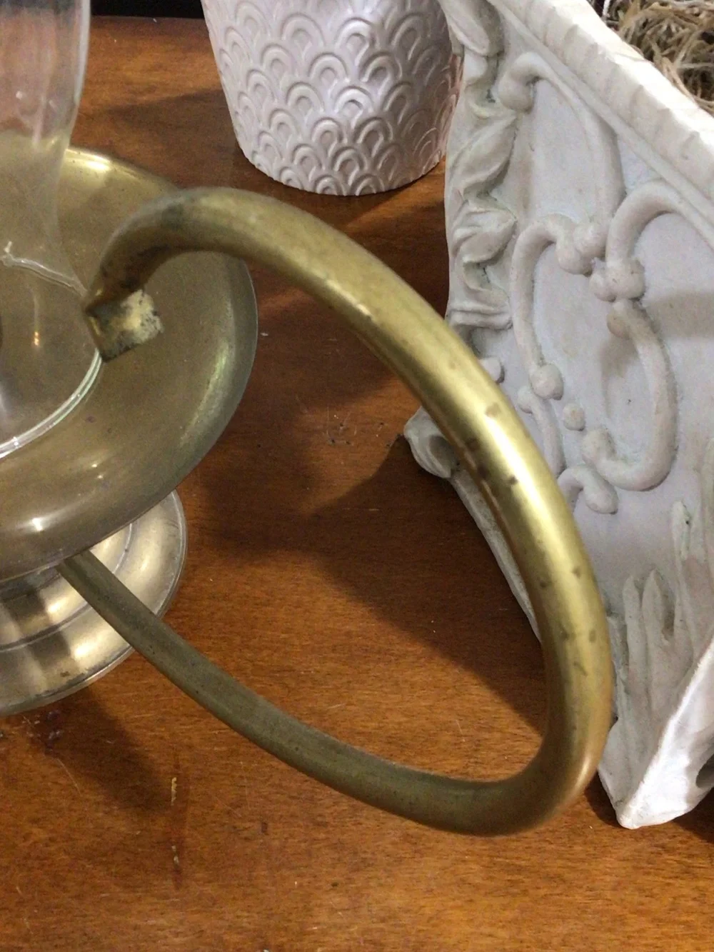Brass Baldwin Hurricane Candle Vintage Holder with Clear Glass